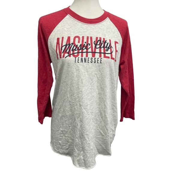 Music City Womens Medium Nashville TN 3/4 Sleeve PolyCotton Crew Neck Tee Shirt - Picture 1 of 4